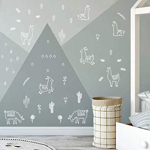Vinilos decorativos infantiles con alpacas y cactus, 50 piezas