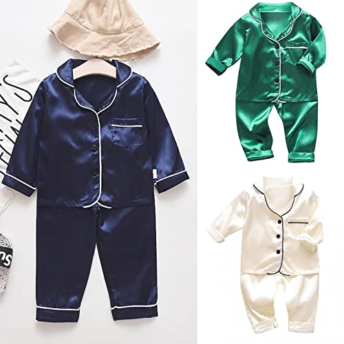 Xbkplo Blanket Sleeper Girls Little Baby Girls Boys Pajamas Set Satin Silk Kids Short Sleeves Sleepwear Pjs 2 Bee Bag 12-18 Months B02 - Blue #TOP1