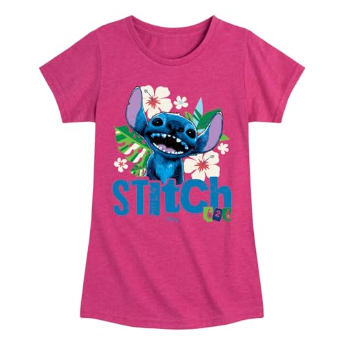 HYBRID APPAREL Lilo and Stitch - Stitch Smiling 626 - Toddler and Youth Girls Fitted Short Sleeve Graphic T-Shirt