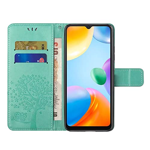 Samsung Galaxy A05S Case Wallet Premium Flip Phone Case Shockproof PU Leather Owl Tree Embossed Magnet Cover for Samsung Galaxy A05S with Kickstand Card Holder & 1 Touch Pen, Green - Image 3