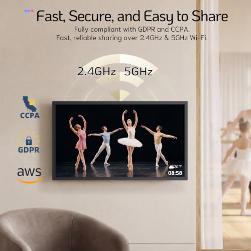 NexFoto 32 Inch Touchscreen Large Digital Picture Frame, 64GB Electronic Photo Frame FHD WiFi, Add Photos from Google Photos, Share Videos via APP/USB, Send Greeting, Gifts for Housewarming/Mom, Black - Image 5