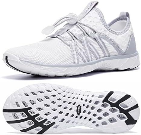 ALEADER Women's Xdrain Lightweight Water Shoes Slip On Lady Quick Drying Kayaking, Surfing, Swimming Shoes White/Gray 8.5 US