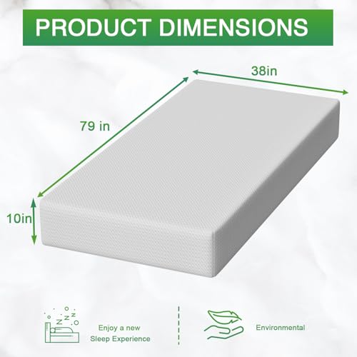 Dopinmin Twin-XL Mattress, 10 Inch Gel Infused Memory Foam Mattress Medium-Firm Mattresses for Pressure Relief & Cooling Sleep, CertiPUR-US Certified, Bed in a Box - Thumbnail 3