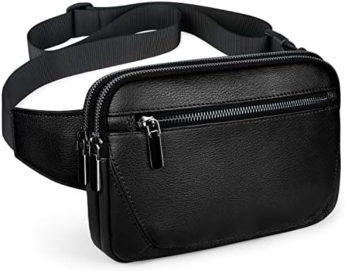 Leather Fanny Packs for Women Fashionable Plus Size Black Fanny Pack for Men Cute Crossbody Bags Belt Bag Waist Pack With Large Capacity Casual Hip Bum Bag for Disney Travel Running Hiking Pink Brown
