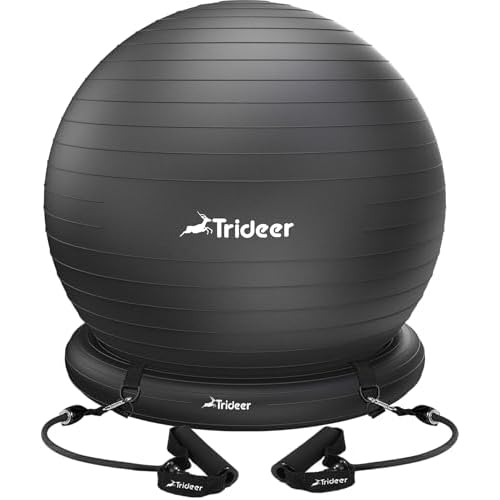 Trideer Ball Chair Yoga Ball Chair Exercise Ball Chair with Base & Bands for Home Gym Workout Ball for Abs, Stability Ball & Fitness Ball Seat to Relieve Back Pain