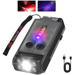 BORUIT V30 EDC Rechargeable Flashlight,180°Swivel, with Red Green UV Light | Small Flat Flash Light with Clip, Magnet, USB-C Charging & USB Output, IP65 waterproof for Keychain Pocket Camping Travel