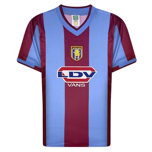 Score Draw Aston Villa 2000 Retro Football Shirt Claret/Sky Medium Polyester