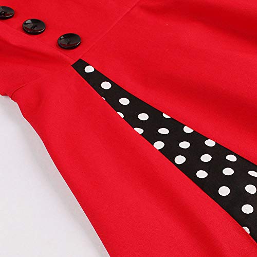 Image of Women Vintage Polka Dot 1950s Rockabilly Halter Audrey Dress Retro Floral Evening Cocktail Swing Dress