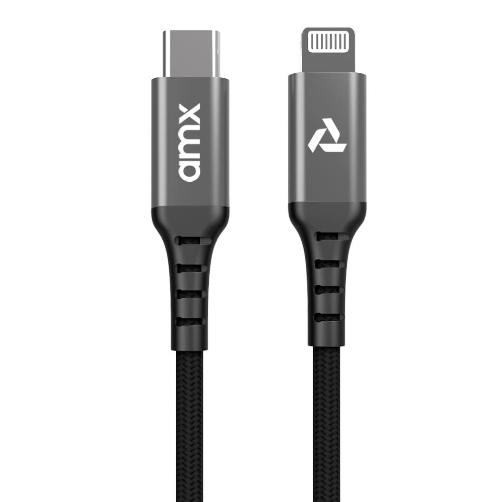 AMX MFI Certified Lightning to Type C Cable, Fast Charging for iPhone, iPad, Air Pods, 6.6 feet (2 Meters) ¦(Black)