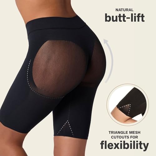 Image of Leonisa Seamless Shapewear High-Waisted Butt Lifting Capri or Shaper Shorts Thigh Slimmer Girdle for Women Tummy Control
