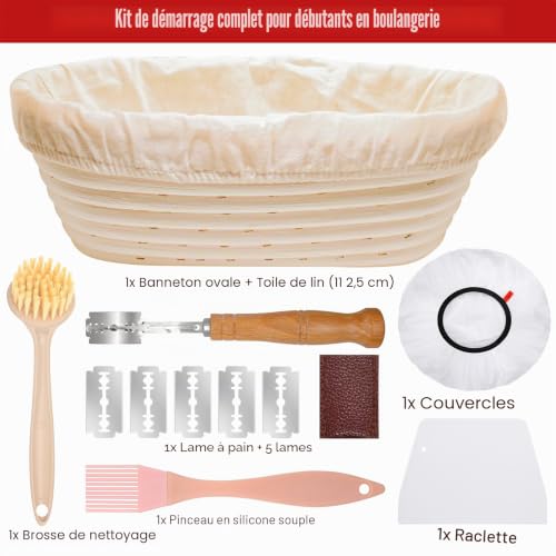 Mispudin Banneton pour Pain Ovale 28cm, 700g Pâte, Rotin Naturel Ensemble – vue 3