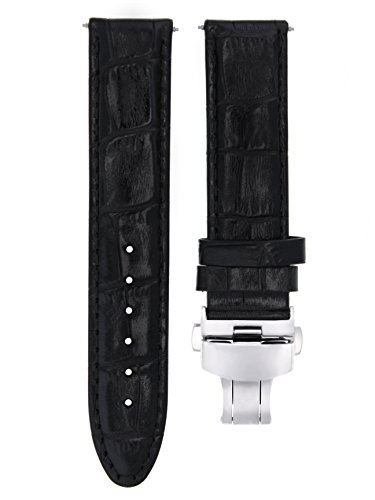 20mm Leather Watch Strap Band Compatible with Omega Speedmaster Moon Watch Clasp Watch Black