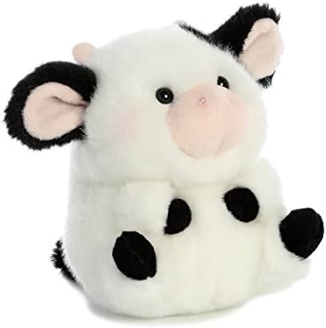 Aurora® Playful Rolly Pet™ Daisy Cow™ Stuffed Animal - Compact Size for On-the-Go Fun - for Adults, Kids, Birthdays, and Anniversaries - White 5.5 Inches