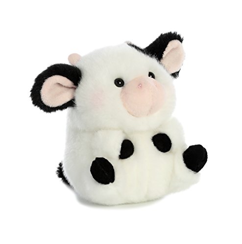 Aurora® Playful Rolly Pet™ Daisy Cow™ Stuffed Animal - Compact Size for On-the-Go Fun - for Adults, Kids, Birthdays, and Anniversaries - White 5.5 Inches