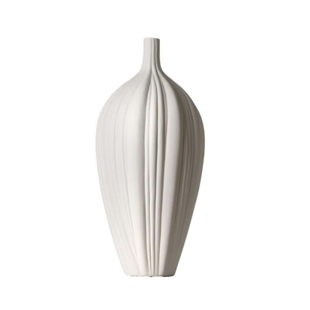 Vase en céramique crème avec fleurs pour illuminer votre table basse de salon