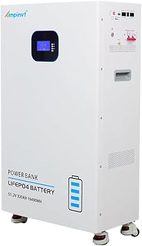 AMPINVT 48V 320Ah 16.4Kwh LiFePO4 Battery Pack Lithium Battery with 200A BMS Deep Cycles, Grade A, Build-in Bluetooth & WiFi Function for Off-Grid Solar Home Energy Storage System