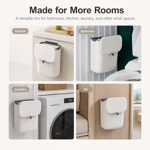 Caneca de basura rectangular compacta 7L blanca miniatura 2