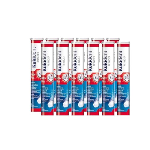 Kukident Aktiv Plus Reinigungstabletten - Tabs zur Reinigung von Zahnersatz, Zahnprothese & Gebiss - 12 x 33 Tabletten