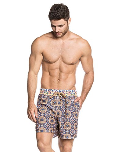 Maaji Men's Printed Elastic Waist Mid Length Swimsuit Trunks 5