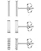 ORAZIO 3 Pairs 20G Stainless Steel Mini Bar Earring Line Ear Studs Stick Stud Earrings For Women and Men Silver-tone