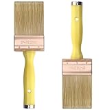 Great Andrew 3 Inch Deck Stain Brush, 2 Pack, Paint Brushes for Staining Wood Wall Fence, Lime Wash Paint Applicator, Handle Threaded for Extension Use, Home Repair Tools