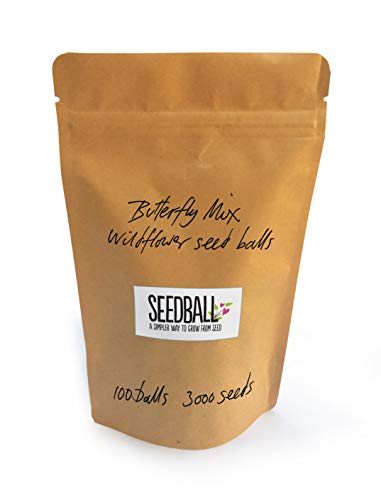 Wildflower Seed Grab Bag | 100 Balls | 3000 Seeds | Covers 5m² or 15-25 Pots | Easy to Sow | No Digging | No aftercare | Peat-Free | UK Native Seeds (Butterfly Mix)
