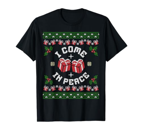 I Come In Peace Couple Matching Ugly Christmas Sweater T-Shirt