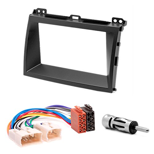 Carav 07-002-22-6 Adaptateur façade 2 DIN Cadre de montage avec ISO et adaptateur d'antenne pour Land Cruiser Prado (120) GX