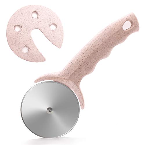 HELEERON Pizza Cutter Wheel, Stainless Steel Pizza Cutter with Cover, Super Sharp Pizza Slicer-Dishwasher Safe,Smooth Rotating Pizza Wheel Safe with Healthy Material (Pink