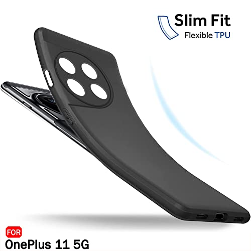Image of TheGiftKart Sleek Back Cover Case for OnePlus 11 5G | Slim Fit Protective Design | Ultra Matte Finish | Camera Protection Bump | Soft Silicon Back Cover Case for OnePlus 11 5G (Silicone, Black)