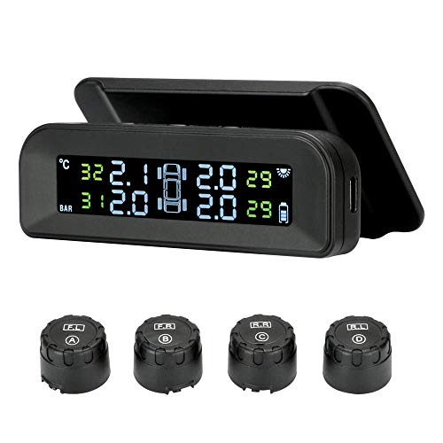 TPMS Solar Tyre Pressure Monitoring System 22-87 Psi Mount on Windshield with 4