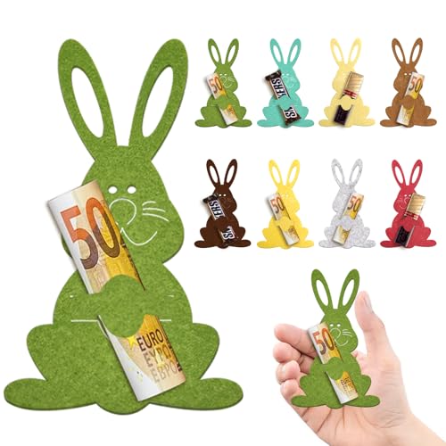 CUBarty 8 Stück Ostern Geldgeschenke Verpackung, Geldgeschenk Filzdekorationen Osterhasen, Lustige Osterdekoration zum Verschenken für Geld (A)