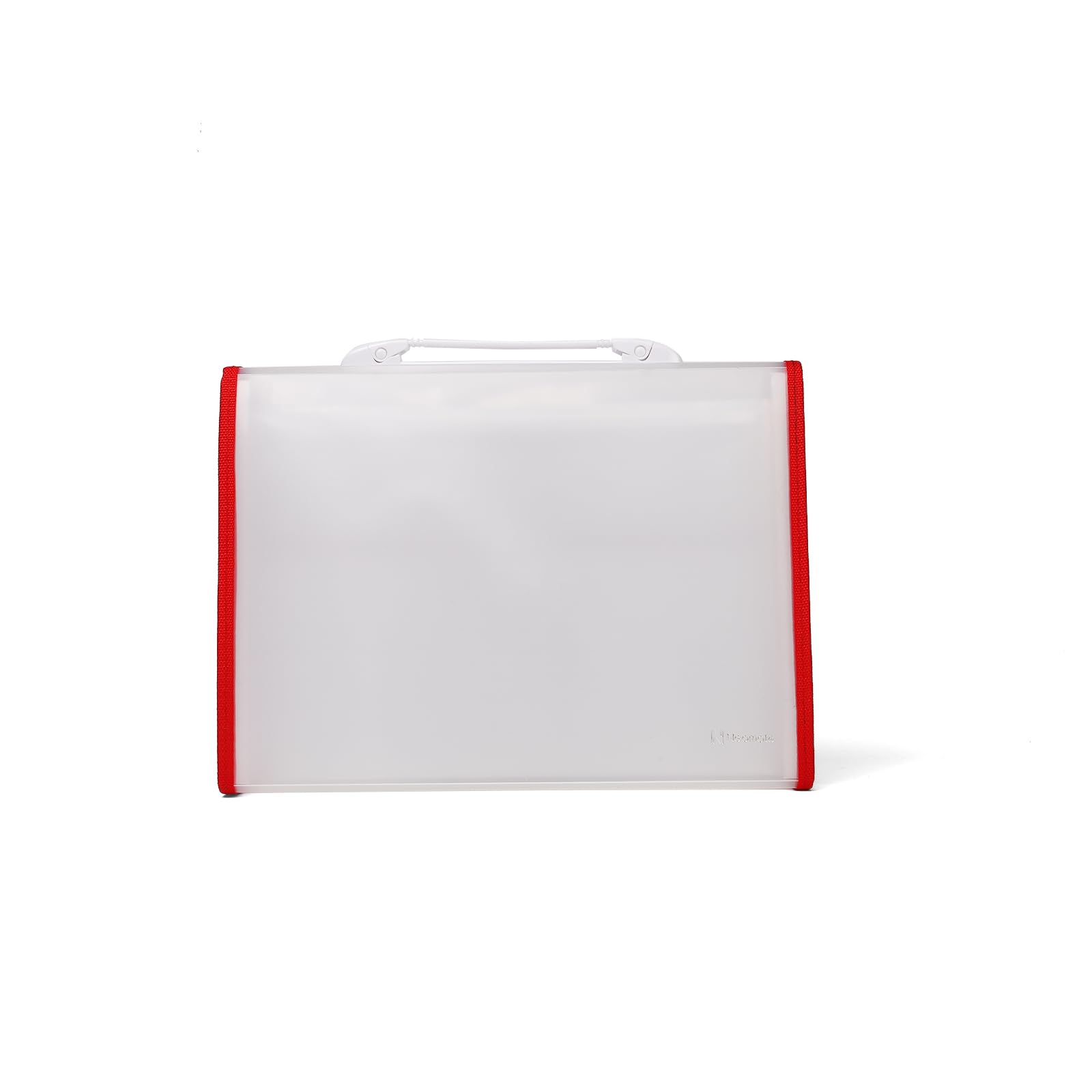 Neomate Cartella portadocumenti espandibile con manico, 13 tasche, formato A4/FS, organizer per documenti e certificati, cartella a fisarmonica trasparente | rosso