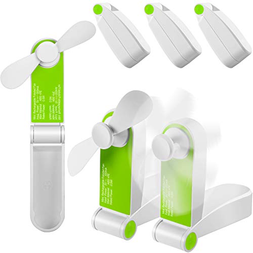 3 Pack Portable Pocket Fans Handheld Mini Fan Portable Foldable Fan Personal Travel Fan Hand Fan Summer USB Rechargeable Desk Fans for Home Women Travel Outdoors Or Indoors, 2 Speeds (Green)
