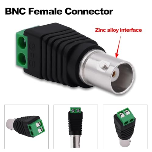Image of MX BNC Female Connector for 4+1 Coaxial Cable (RT-4 Type) - Pack of 5 | CCTV Video Connector for DVR, NVR Systems | Screw Terminal Plug Adapter for Secure Camera Installation