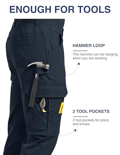 PULI Men's Carpenter Work Pants Cargo Hiking Pants Slim Fit Stretch Waterproof Outdoor Trousers with Pockets2