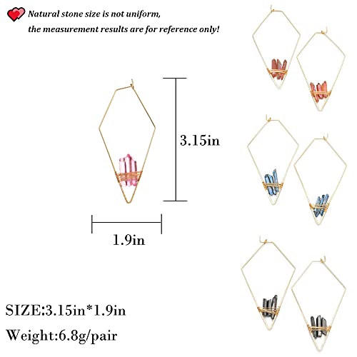 Crystals Earrings For Women-14K Gold Wire Wrapped Crystal Irregular Healing Earrings Handmade Pink Rose Quartz Earrings Jewelry Set For Women #TOP4