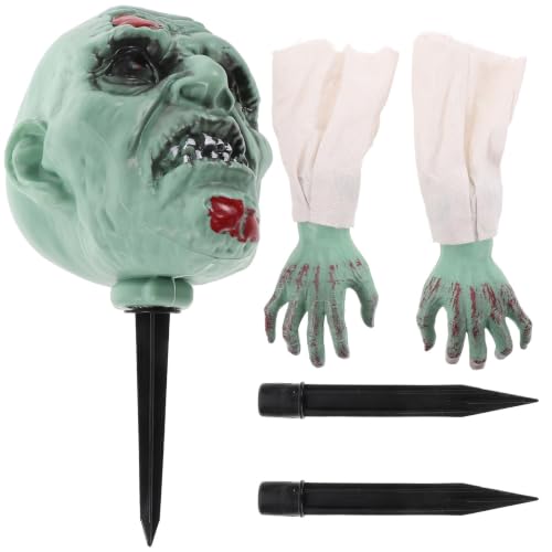 Mano realista y calavera de tela con estacas para un Halloween aterrador 2