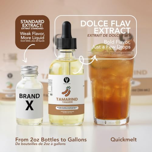 Image of Dolce Flav Natural Tamarind Extract - 2 oz Water-Soluble Concentrated Flavoring for Baking, Beverages, Sauces & Frozen Treats | Kosher | Made in USA