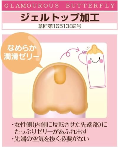【日本製・超薄型】バタフライ コンドーム ゼリー付き 自然な着け心地 ゴム製 敏感肌対応 低刺激 薄くて丈夫 男性用 (ホット＆モイスト) - 画像2