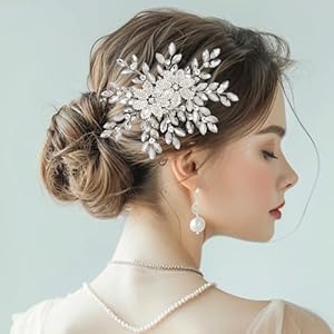 Wedding Hair Accessories,Bridal Rhinestone Hair Clips,Handmade Flower Hair Clips,Bridal Headbands,Women’s Headwear,Women’s Wedding Hair Pieces For Brides (silver)