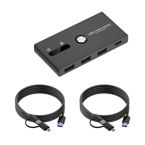 Efficient USB C and USB3.0 KVM Switcher for Managing Multiple Devices Across Two Computers Without Cable Hassles