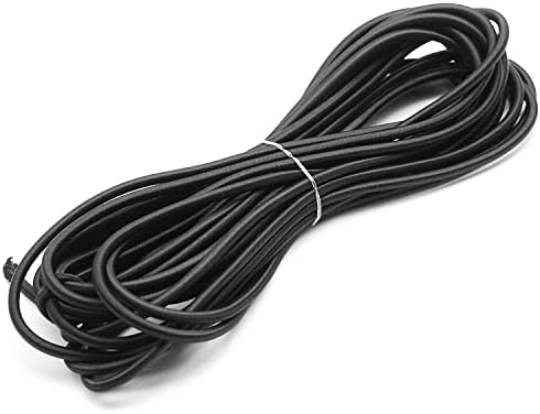 Baiann 3/16 Inch Elastic Cord Shock Marine Grade Black 30FT Bungee Stretch for DIY Projects, Tie Downs - UV and Weather Resistant Elastic Cord, Long-Lasting Stretch Round Elastic String