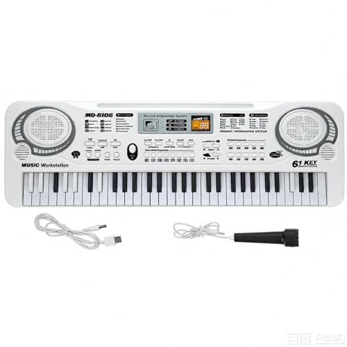 Teclado de piano de 61 teclas, teclado electrónico para principiantes para niños con enseñanza