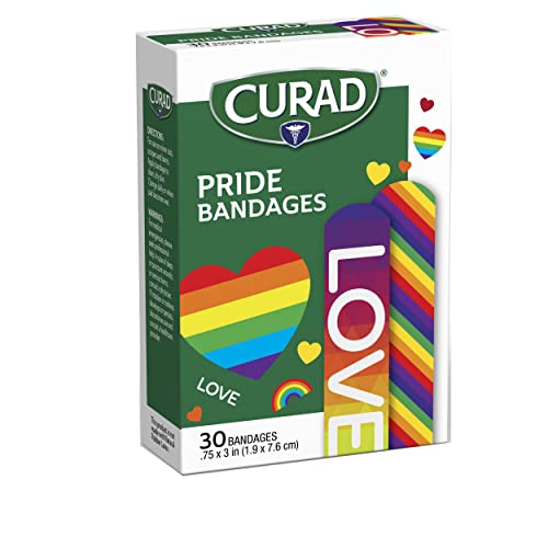 Curad Pride Bandages, 2 Designs, Plastic, Standard Bandages Are .75" X 3", 30 Count (4 Pack) #TOP5
