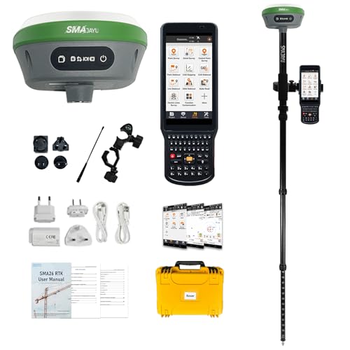 SMA26 RTK ROVER Survey equipment with rover RTK GPS receiver IMU Tilt Land Surveying 2.5cm accuracy, 1408chanels, NOAA certificated(include pole)