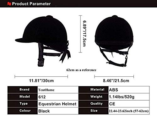 TentHome Bomba Equitazione Traspirante Casco da equitazione Confortevole in Velluto Nero, Unisex