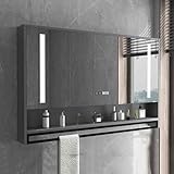 90 cm grauer Bauernhaus-Badezimmer-Spiegelschrank, stilvolle Aufbewahrungslösung für Badezimmer und Wohnzimmer, funktionaler Medizinschrank mit Spiegel