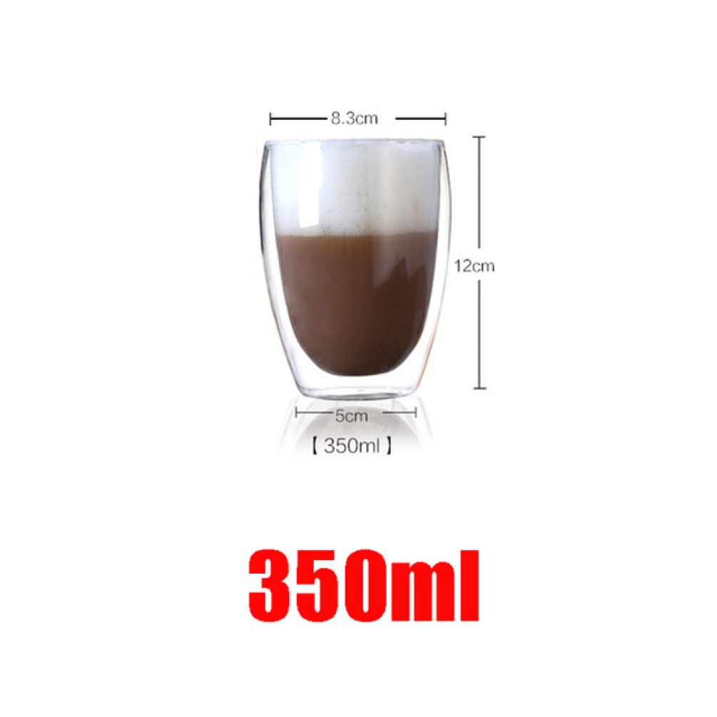 NOBRIM Taza de Cristal de Doble Pared de 80/150/250/350/450ml, Taza de Agua Resistente al Calor, Taza Transparente, Vasos para Beber para Bar, Fiesta, jarras de Cerveza