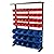 Performance Tool W5193 Half Bulk Bin Storage Rack with 32 Large and Small Bins for Easy Garage Organization of Tools, Parts, Hardware, and More, Red and Blue